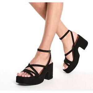 ASOS Black Suede Hackney Black Platform Sandal 9